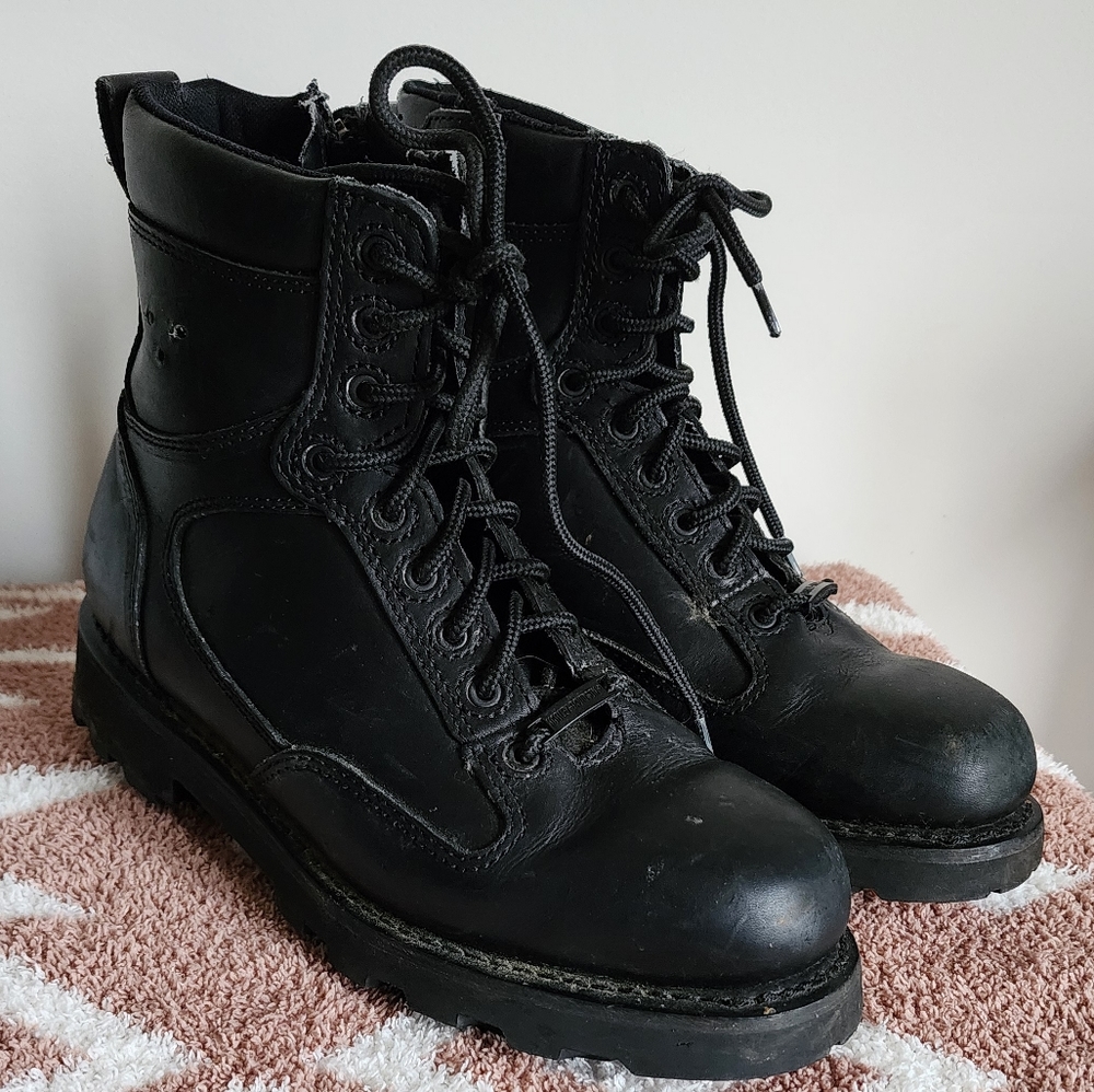 Harley Davidson Mens Leather Moto Boots Size 9 Black Biker Goth Grunge